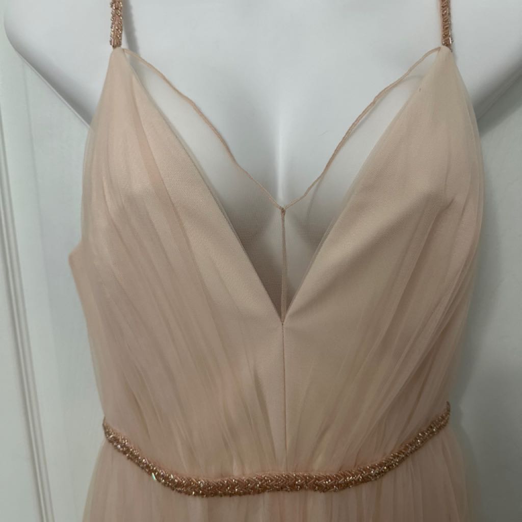 Bcbgmaxazria Pink Tulle Dress With Beaded Details Size 8 Nwt